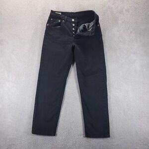 Levis 501 Jeans Womens 27 Black Regular Straight Dark Wash Button Fly Denim